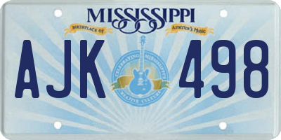 MS license plate AJK498