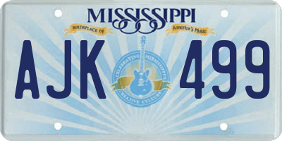 MS license plate AJK499
