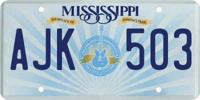 MS license plate AJK503