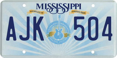 MS license plate AJK504