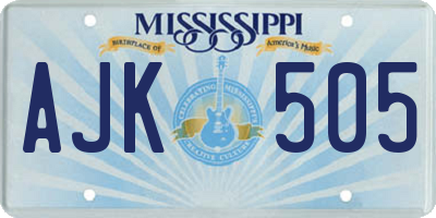 MS license plate AJK505