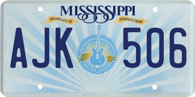 MS license plate AJK506