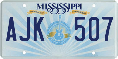 MS license plate AJK507