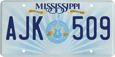 MS license plate AJK509