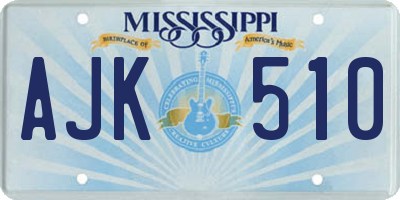 MS license plate AJK510
