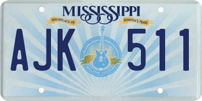 MS license plate AJK511