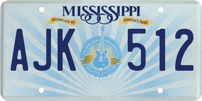 MS license plate AJK512