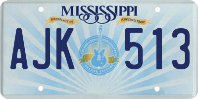 MS license plate AJK513