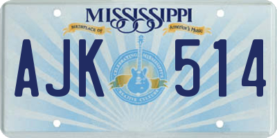 MS license plate AJK514