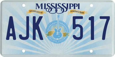 MS license plate AJK517