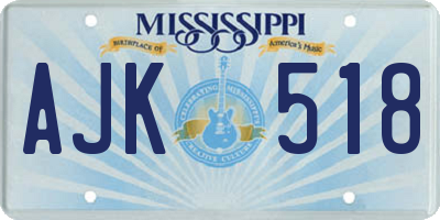 MS license plate AJK518