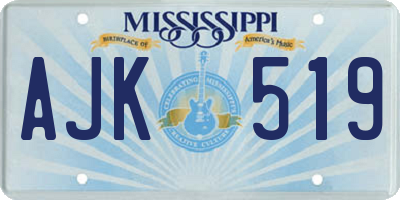 MS license plate AJK519
