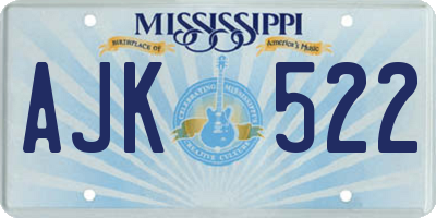 MS license plate AJK522