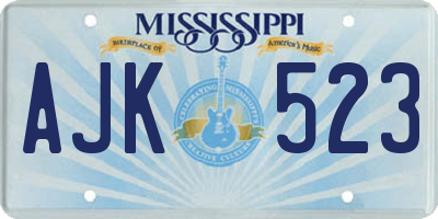 MS license plate AJK523
