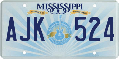 MS license plate AJK524
