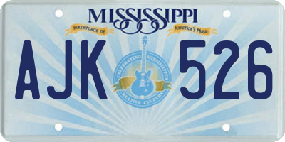 MS license plate AJK526