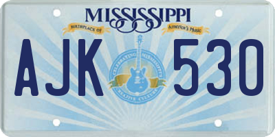 MS license plate AJK530