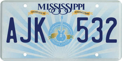 MS license plate AJK532