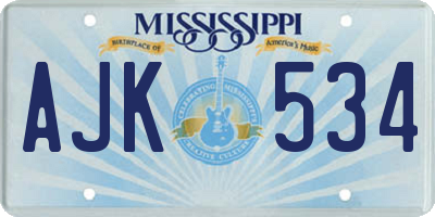MS license plate AJK534