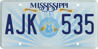 MS license plate AJK535