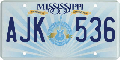 MS license plate AJK536