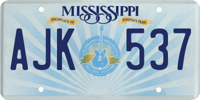 MS license plate AJK537