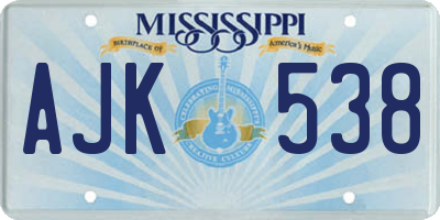 MS license plate AJK538