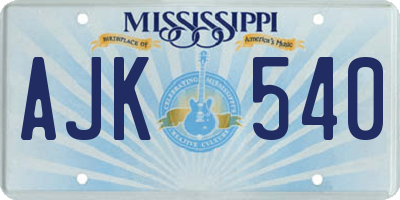 MS license plate AJK540