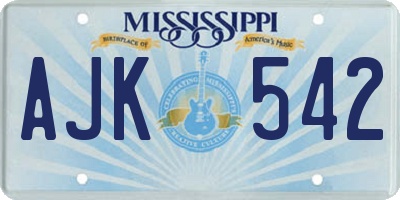 MS license plate AJK542