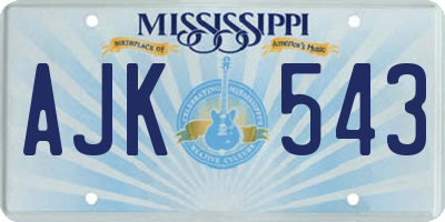 MS license plate AJK543