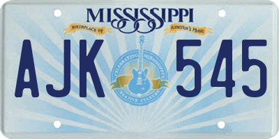 MS license plate AJK545