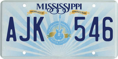 MS license plate AJK546
