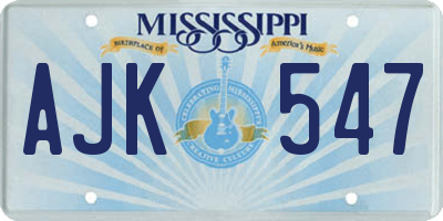 MS license plate AJK547