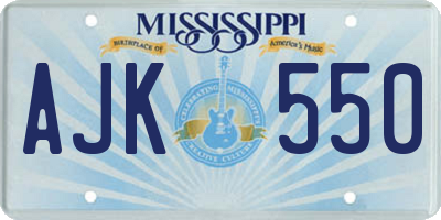 MS license plate AJK550