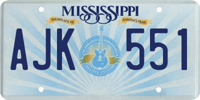 MS license plate AJK551