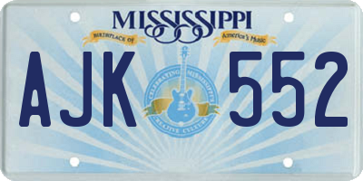 MS license plate AJK552