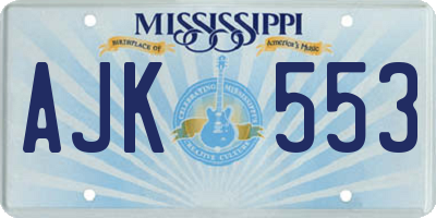MS license plate AJK553