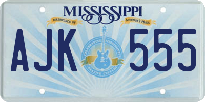 MS license plate AJK555