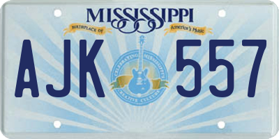 MS license plate AJK557