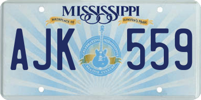 MS license plate AJK559