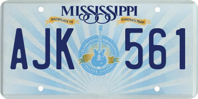 MS license plate AJK561