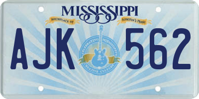 MS license plate AJK562