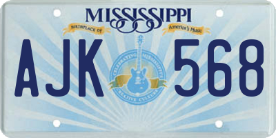 MS license plate AJK568