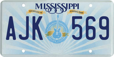 MS license plate AJK569