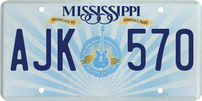 MS license plate AJK570