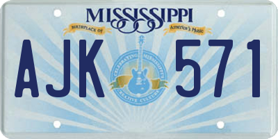 MS license plate AJK571