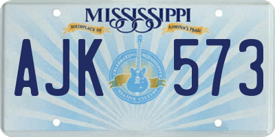 MS license plate AJK573