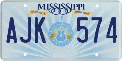 MS license plate AJK574