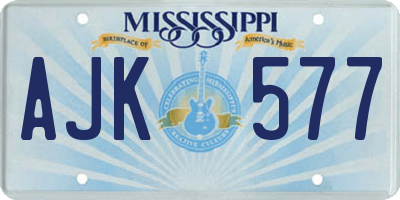 MS license plate AJK577