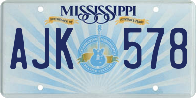 MS license plate AJK578